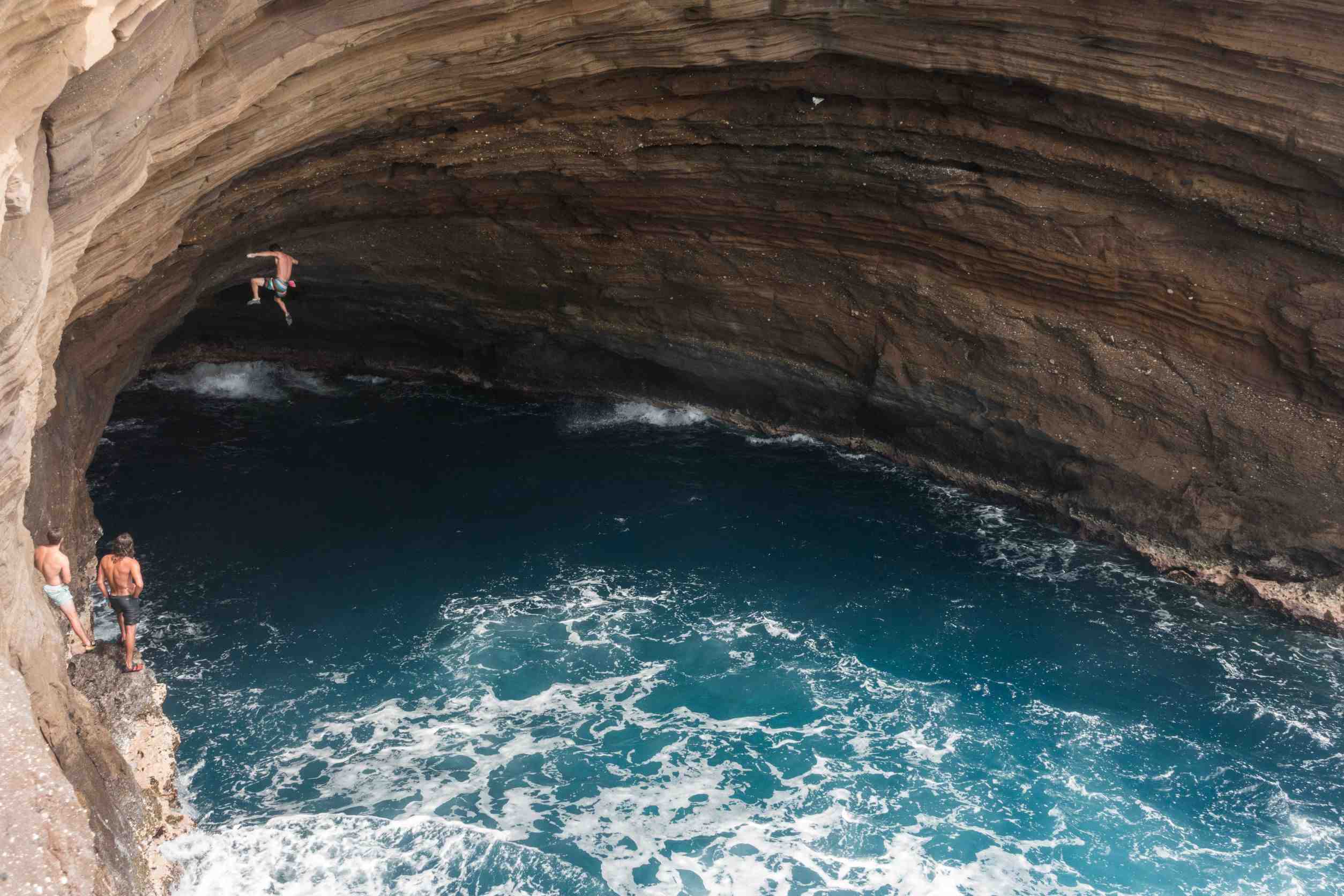Climbing in a surfer's paradise: Hawaii.